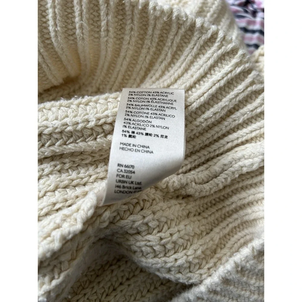 Free People Swim Too Deep Sweater L Ivory Chunky Knit Oversized Slouchy Cozy